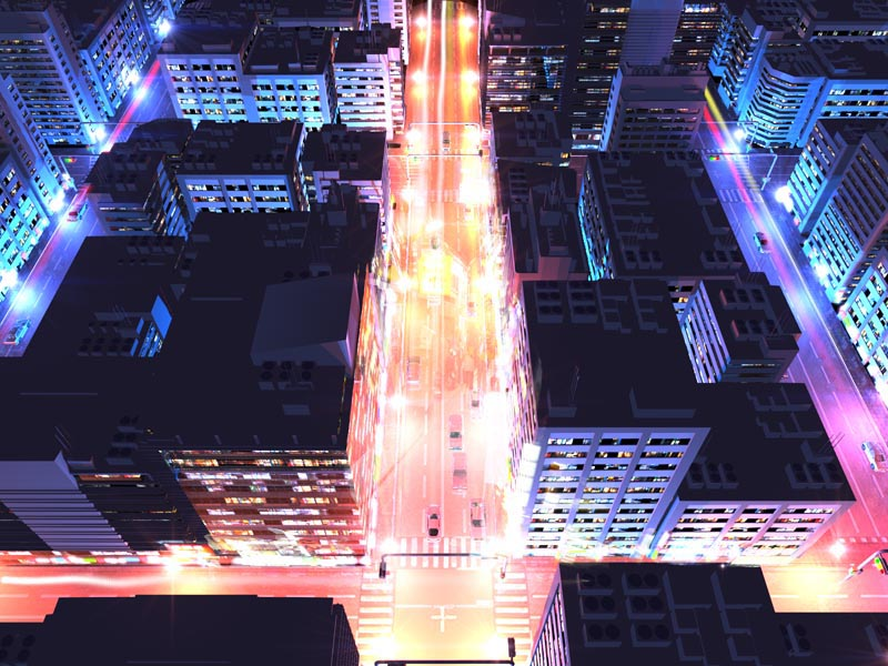 Guttari洋画背景都市夜景 1 一枚絵 素材 データ Rmake
