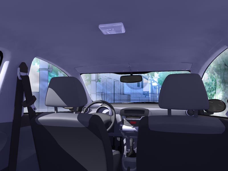 Guttari洋画背景軽自動車車内 2 一枚絵 素材 データ Rmake
