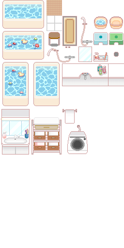 お風呂場と洗面所 マップチップ画像 ドット絵素材 Rmake